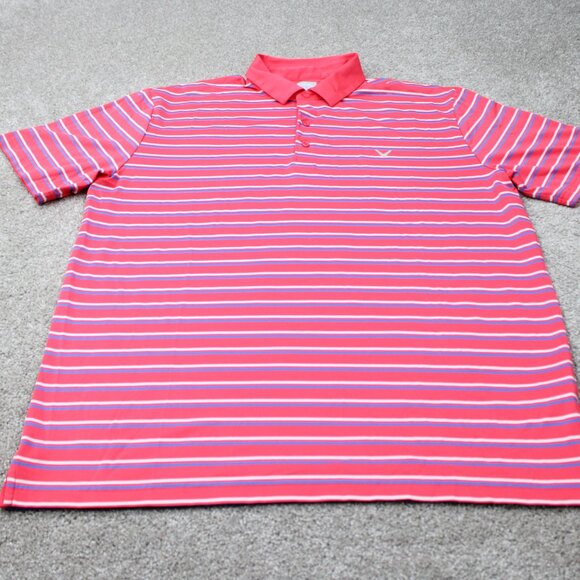 Callaway Opti-Dri Polo Shirt Men XL Pink/Blue Golf Stretch Short Sleeve Pullover - Picture 2 of 12